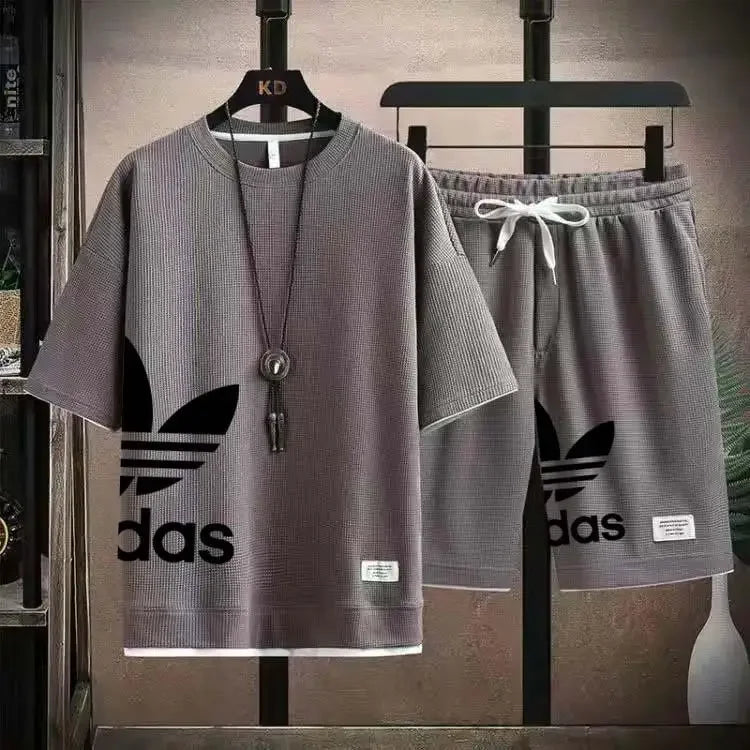 Summer 2025 New Men's pullover sportswear Set, fashionable basketball men's casual short-sleeved T-shirt + shorts two-piece set - Ellianto fashion Men's