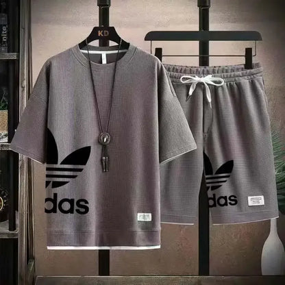 Summer 2025 New Men's pullover sportswear Set, fashionable basketball men's casual short-sleeved T-shirt + shorts two-piece set - Ellianto fashion Men's