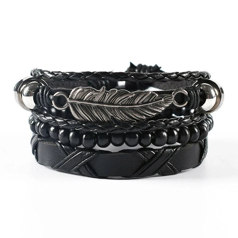 06 2025 Leather Braided Bracelet For Men - Ellianto fashion Men's