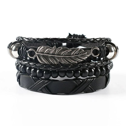 06 2025 Leather Braided Bracelet For Men - Ellianto fashion Men's