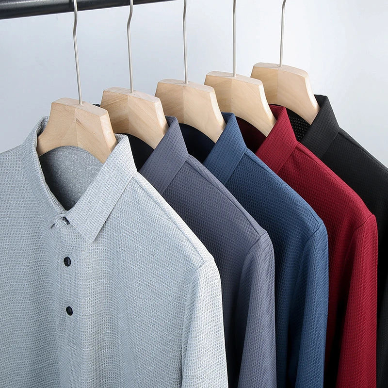 Men's Business Casual Polo Long Sleeve T-shirt Summer Comfortable Top - Ellianto fashion Men's
