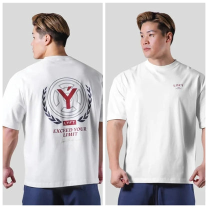 LYFT Printed Pure Cotton Fashion Fitness Sports Short Sleeve Men's Loose T-shirt Summer Workout Casual O-neck Running Tees Tops - Ellianto fashion Men's