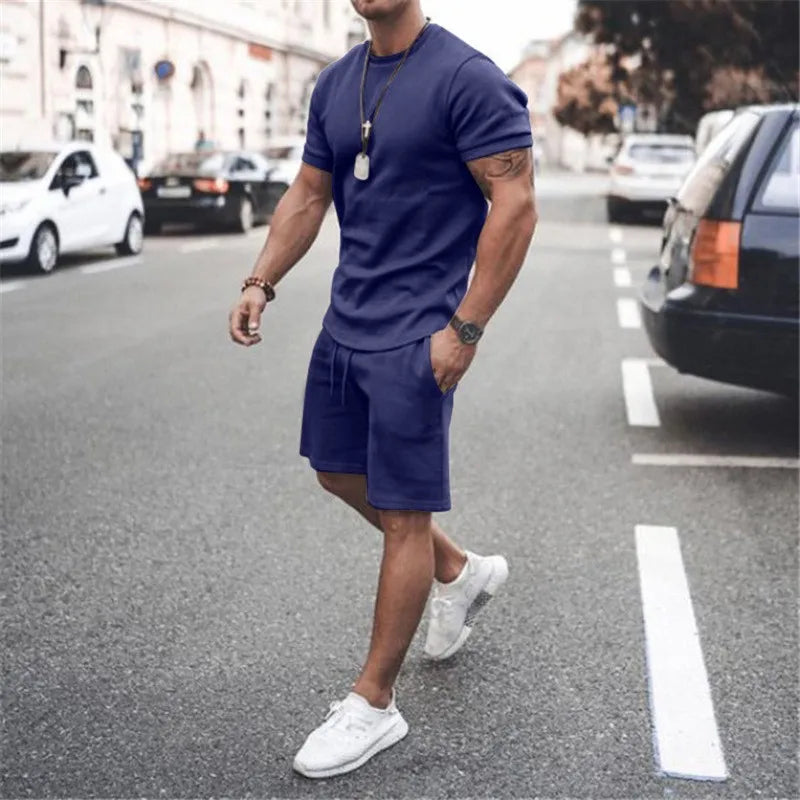 Men's Casual Sports Suit Quick Drying Short Sleeved T-shirt Loose Shorts Street Trend Two-piece Set Multi-color - Ellianto fashion Men's