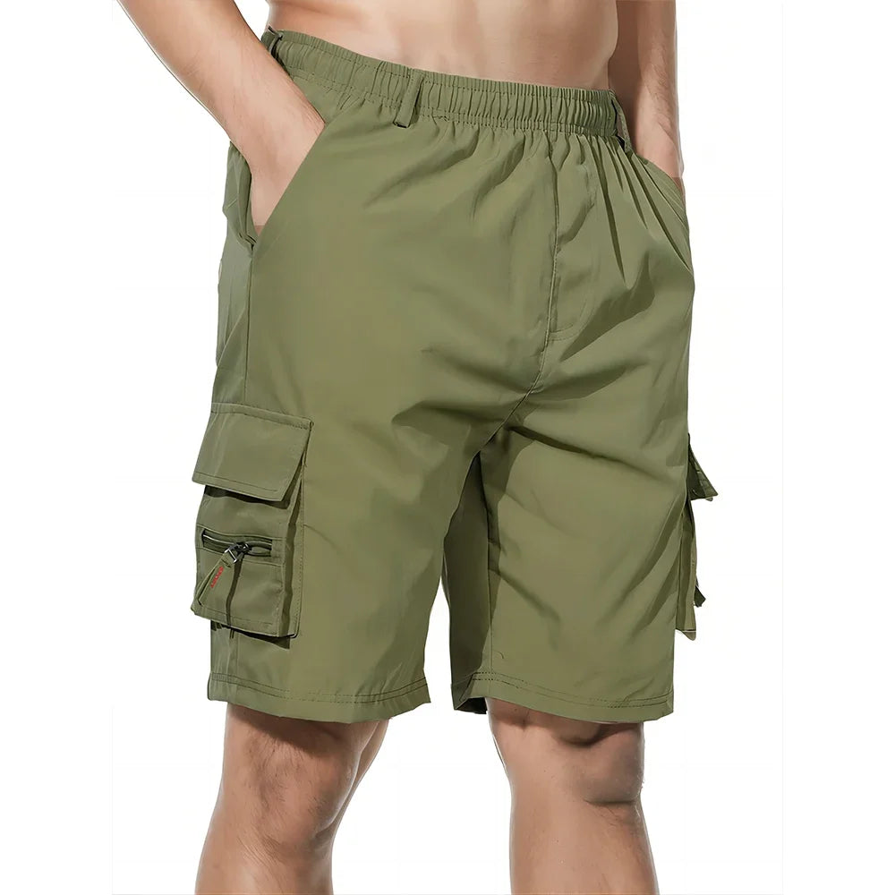 Men's Shorts Loose Large Size Multi-Pocket Overalls Summer Comfortable Elastic Waist Pants Outdoor Casual Sports Beach Pants - Ellianto fashion Men's