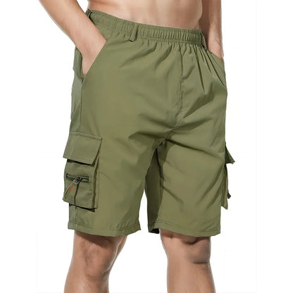 Men's Shorts Loose Large Size Multi-Pocket Overalls Summer Comfortable Elastic Waist Pants Outdoor Casual Sports Beach Pants - Ellianto fashion Men's