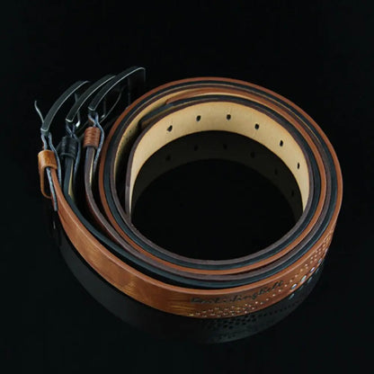 Simple Leather Men's Belt Luxury High Quality Classic Buckle Business Cowboy Vintage Waistband Alloy Belts - Ellianto fashion Men's