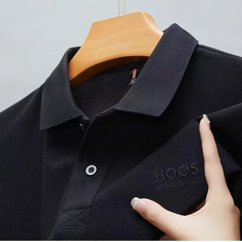 100% Cotton Embroidered Summer New Men's POLO Shirt Business Casual Solid Color Versatile Short-sleeved T-shirt - Ellianto fashion Men's