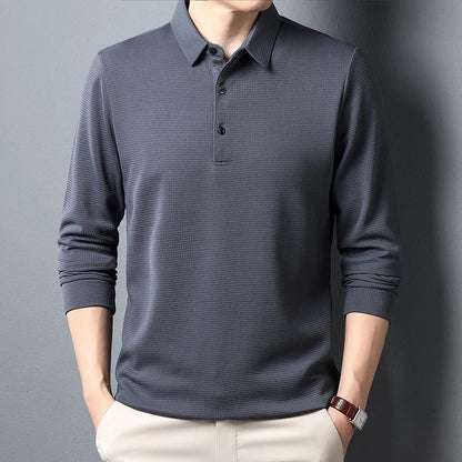 Men's Business Casual Polo Long Sleeve T-shirt Summer Comfortable Top - Ellianto fashion Men's