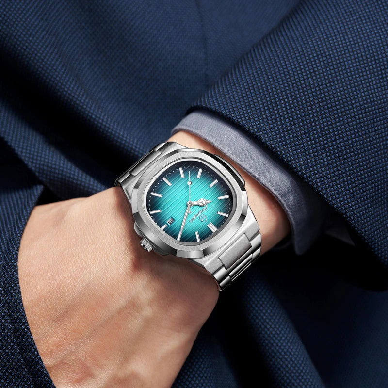 Men Luxury Watch Business Waterproof Male Clock Luminous Date Stainless Steel Square Quartz Men Watch reloj hombre - Ellianto fashion Men's