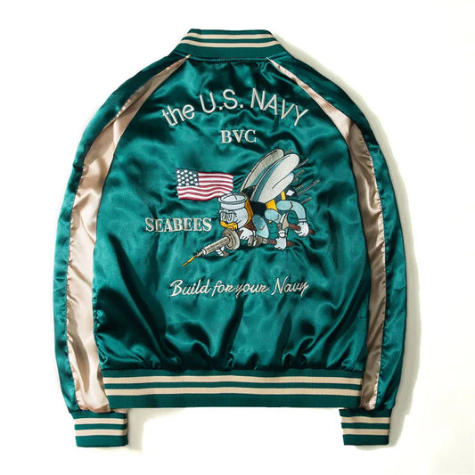 Men’s Reversible Baseball Jacket – Lightweight Spring-Autumn Varsity Style with Embroidered Detail for Effortless Streetwear and Versatile Wear