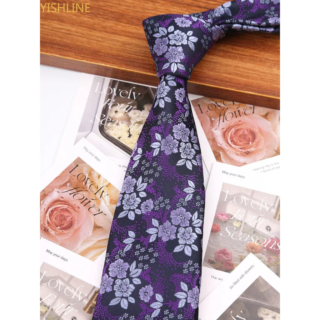 Man Tie Festival Fashion Striped Black Necktie Orange Dark Blue Gravata For Men Slim Paisley Floral Fit Wedding Corbatas Neck - Ellianto fashion Men's