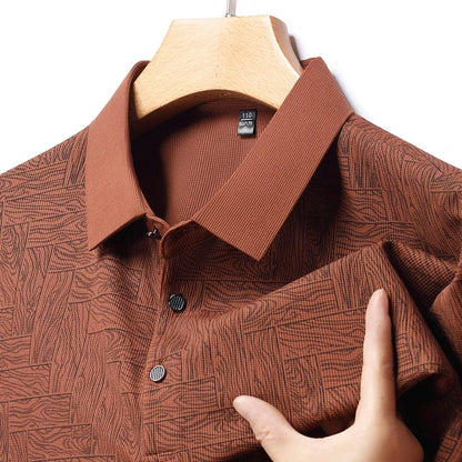 2025Summer New Men's Business Print Short Sleeved POLO Shirt Comfortable and Cool Casual Fashion T-shirt - Ellianto fashion Men's