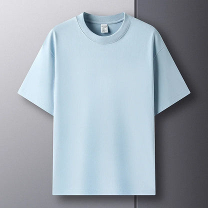 100% cotton summer high quality men's short sleeve round neck fashion loose half sleeve top breathable T-shirt