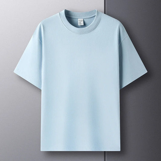 100% cotton summer high quality men's short sleeve round neck fashion loose half sleeve top breathable T-shirt