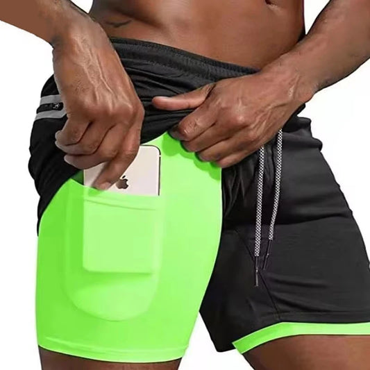 Men Sport Shorts Sportswear Double-deck Running Shorts 2 In 1 Beach Bottoms Summer Gym Fitness Training Jogging Short Pants Men - Ellianto fashion Men's