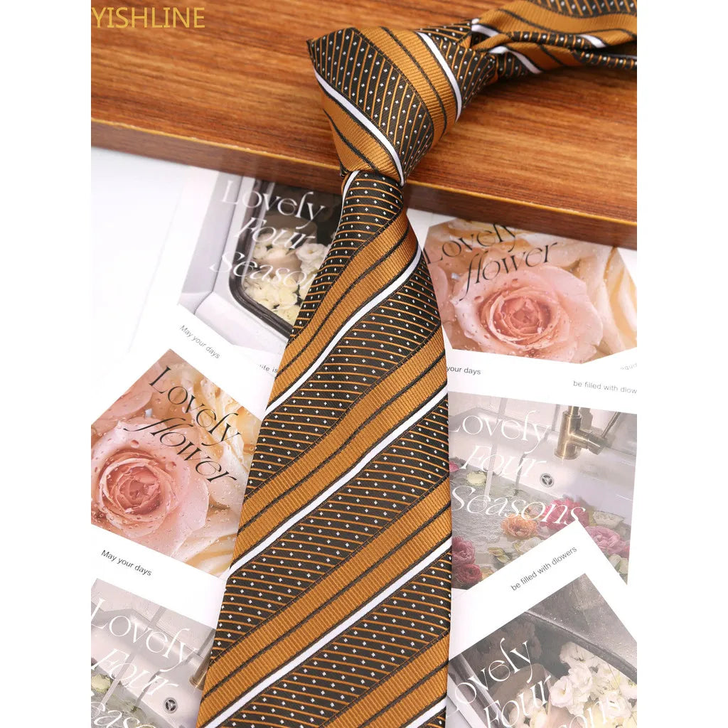 Man Tie Festival Fashion Striped Black Necktie Orange Dark Blue Gravata For Men Slim Paisley Floral Fit Wedding Corbatas Neck - Ellianto fashion Men's