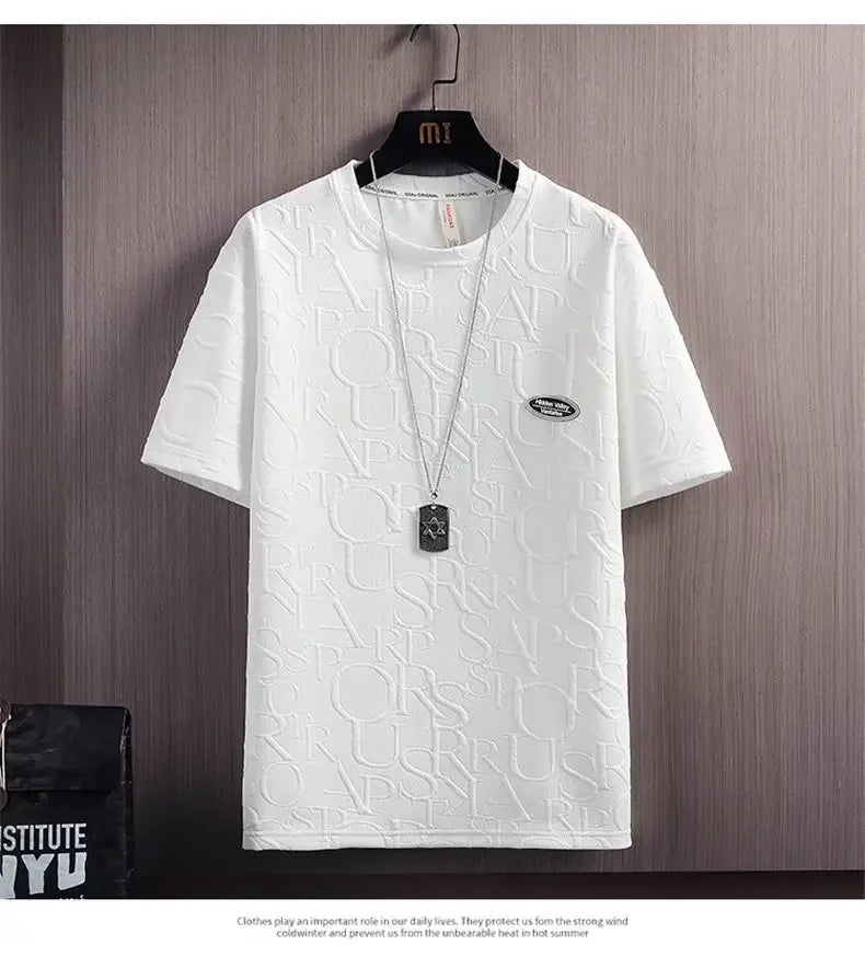 Summer Fashionable Korean Style Men's Short Sleeve Suit Versatile Waist Checked Five-point Shorts T-shirt Set Casual Wear - Ellianto fashion Men's