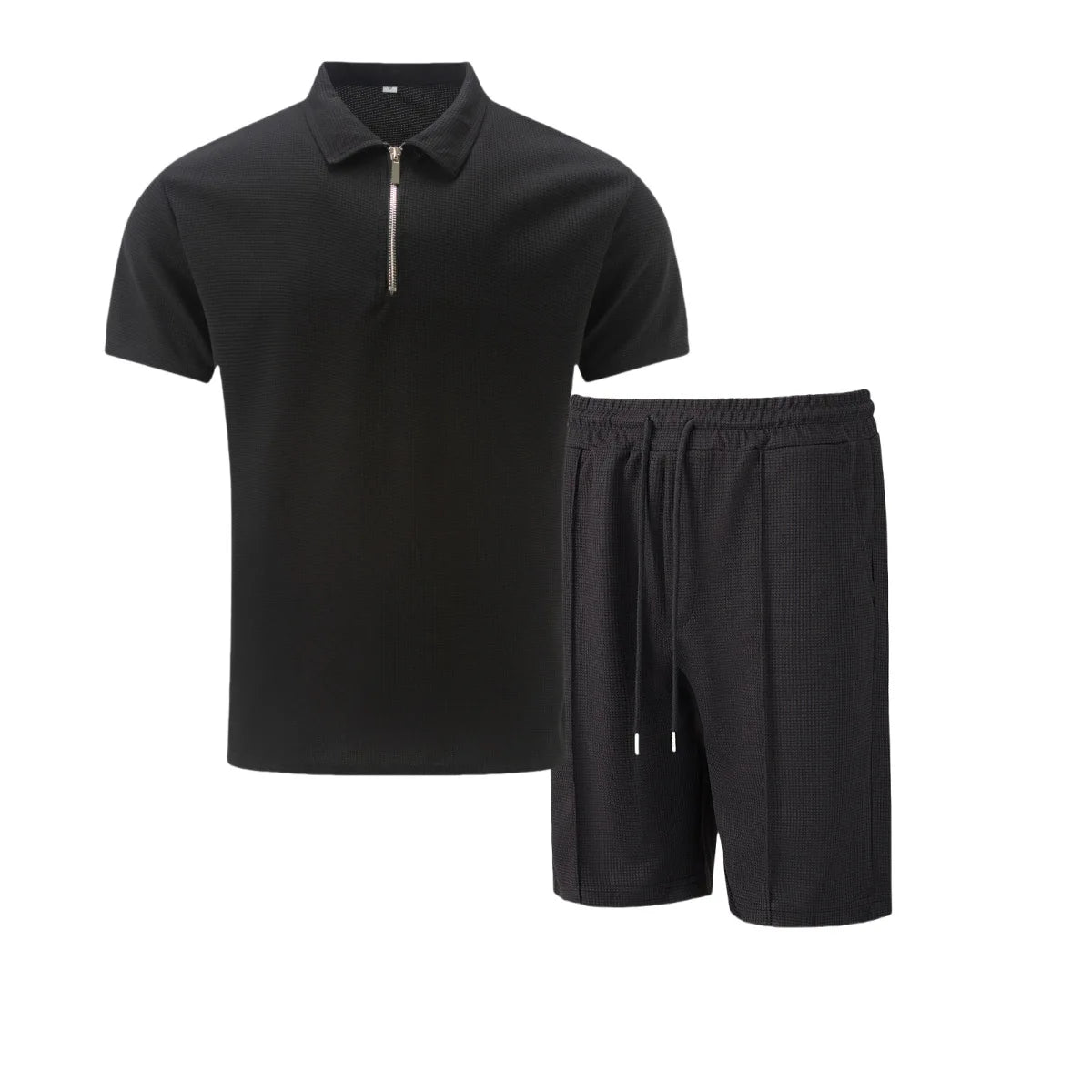 2025 simple men's suit summer new short sleeve shorts two-piece outdoor leisure handsome men's solid color trend suit - Ellianto fashion Men's