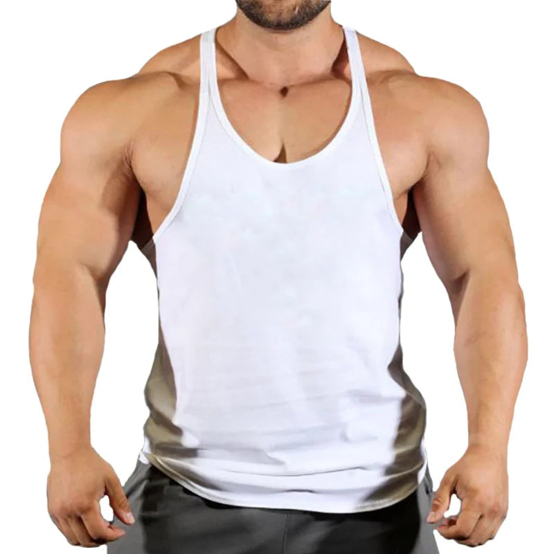 Men's Basic Solid Color Cotton Tank Tops Sleeveless Y-Back Vest Gym Muscle Training Athletic Workout Undershirt Activewear - Ellianto fashion Men's