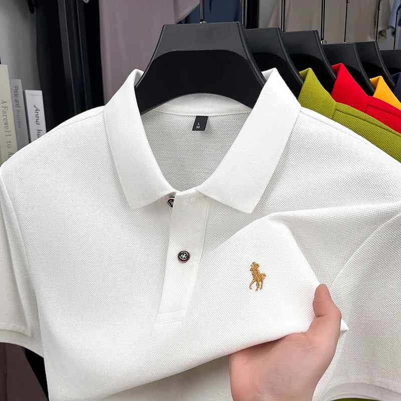 Premium Brand Luxury Men's Polo Shirt Lapel Horse Embroid Short Sleeve 100Cotton T-Shirt British Fashion Summer New Golf Men Top - Ellianto fashion Men's