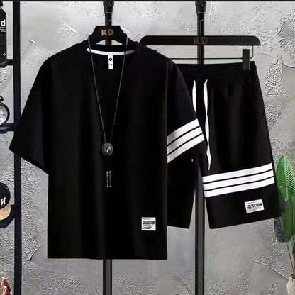 Men's Sportswear Set Summer Short Sleeve T-shirt Casual Shorts Two-piece Trendy Fashion Cross-Border Bestseller - Ellianto fashion Men's