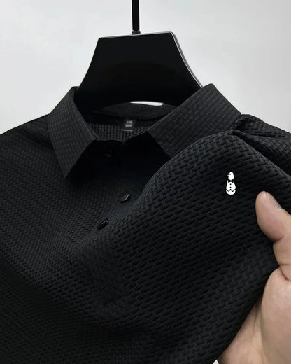 Men's Solid Color Polo Shirt Summer New Casual Fashion Business Lapel T-shirt Breathable Cool Men's Short-sleeved Top - Ellianto fashion Men's