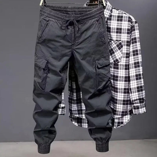 American Style Elastic Casual Pants Men's Trendy Handsome Loose Fit Comfortable Breathable Fashionable Straight Leg Trousers - Ellianto fashion Men's