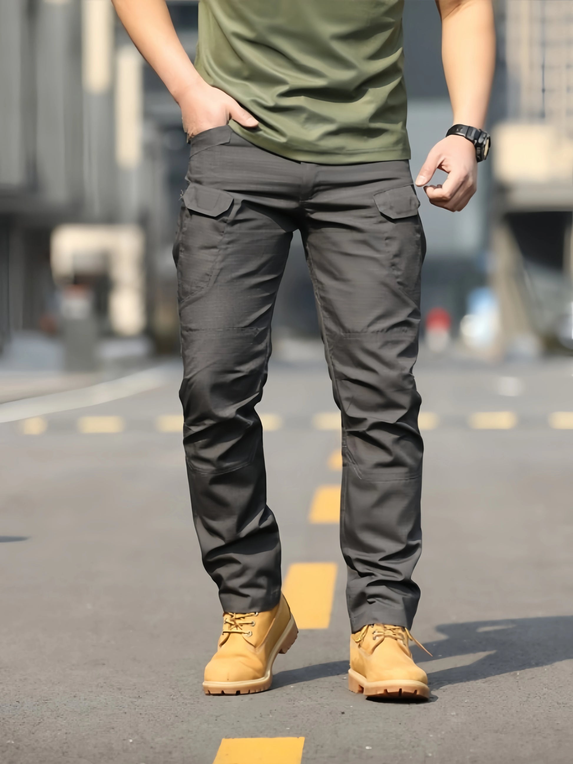 Men's Tactical Trousers Slim Pants Outdoor Overalls Straight Training Multiple Pockets Hiking Fishing Casual Pants Ix7 - Ellianto fashion Men's