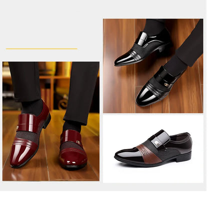 Oxford Shoes Men's Luxury Lacquer Wedding Shoe Pointed Toe Dress Shoes for Men Classic Business Men Leather Shoes Big Size 38-48 - Ellianto fashion Men's