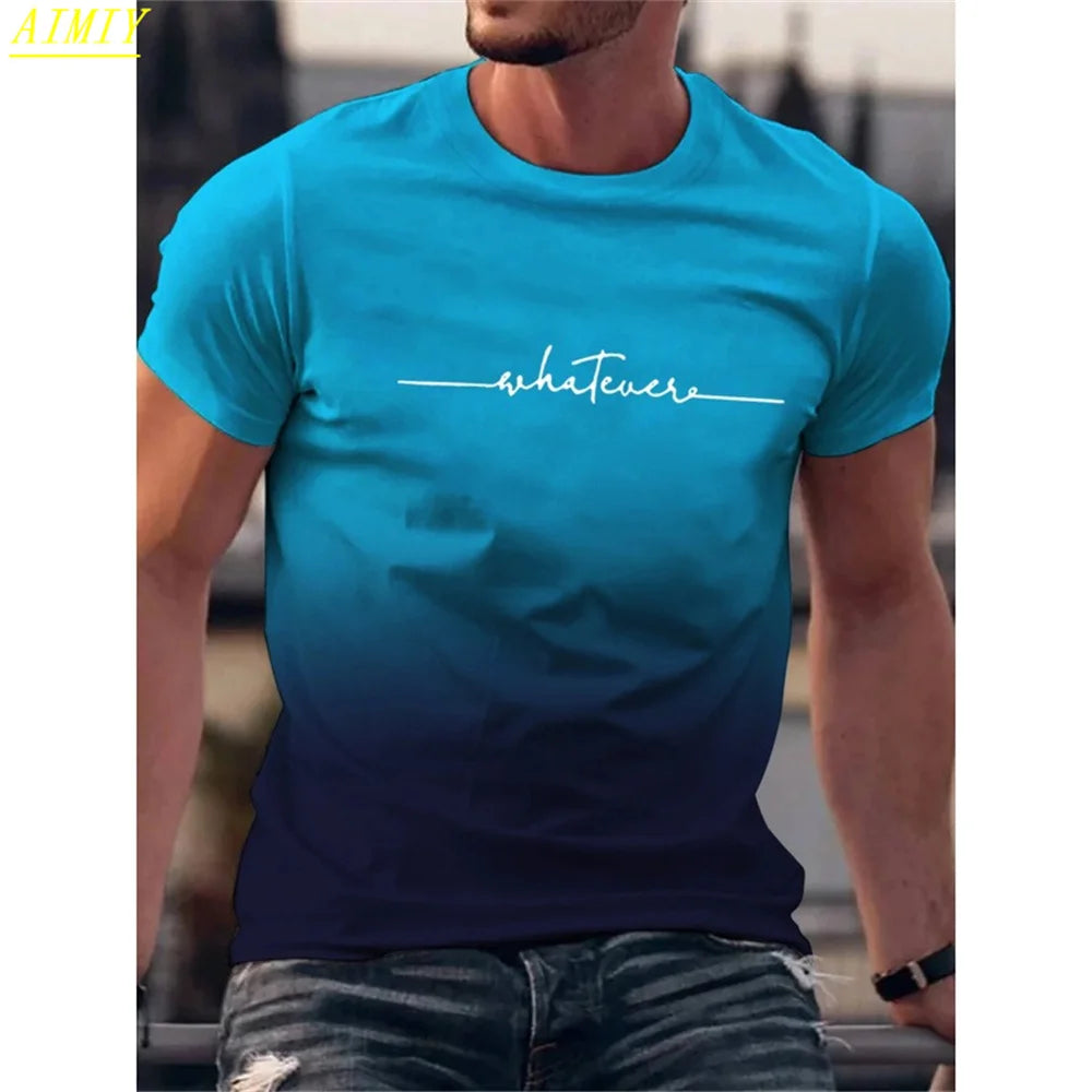 Fashion Summer 3D Stripe Letter Print Men's T Shirt Hip Hop Trend Harajuku Streetwear Casual O-neck Oversized T-shirts Men Tops - Ellianto fashion Men's