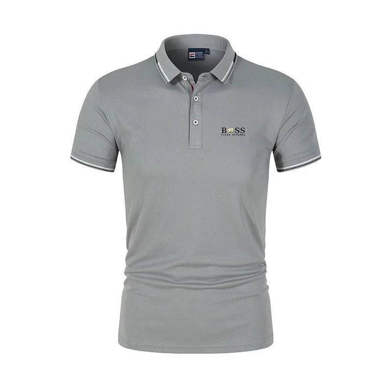 2025 New Fashion BSS FLEXX APPAREL Brand Polo Shirt Men's Summer Standing Neck Slim Fit Solid Color Breathable Casual Men's Polo - Ellianto fashion Men's
