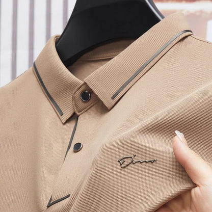 Men's New Polo Shirt Seamless Premium Luxury Cool Fabric Business Casual Golf Slim Fit Blouse Collar T-shirt - Ellianto fashion Men's