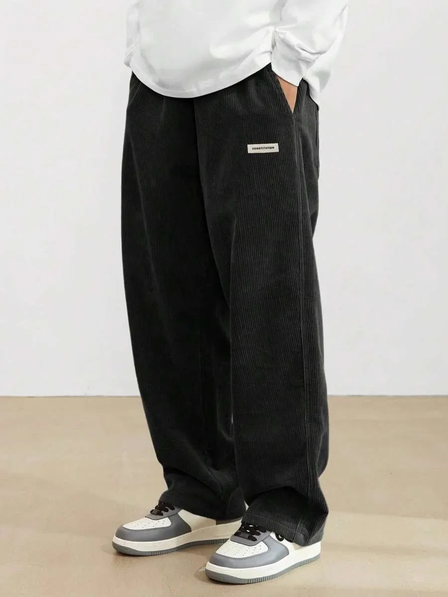 Corduroy pants men clothing Sweatpants Loose-Fit Casual Pants man baggy hosen Regular Length Trousers men cargo pants women - Ellianto fashion Men's