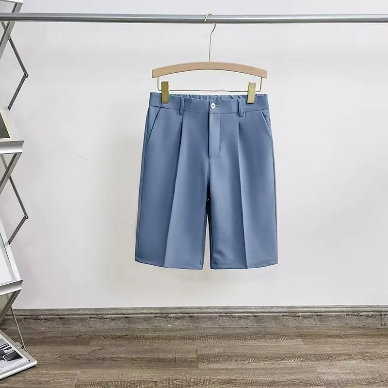 Summer Five-point Pants Short Men's Drape Fabric Casual 5 Points Mid Pants Wild Youth Loose White Suit Shorts Bermuda Masculina - Ellianto fashion Men's