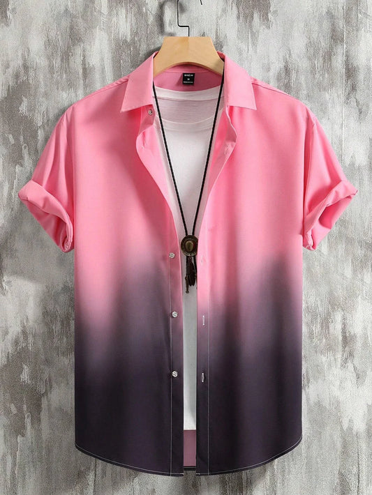 Men's Shirt Summer Clothing Gradient Design Graphic 3D Print Shirts Short Sleeve Tops Streetwear Loose Casual Hawaiian Shirts - Ellianto fashion Men's