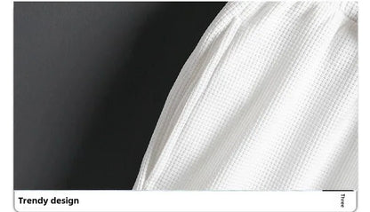 Casual Men's Sportswear Set Summer Short Sleeve Drawstring Shorts Loose Five-Quarter Pants Thin Male Outfit Two-Piece Suit - Ellianto fashion Men's