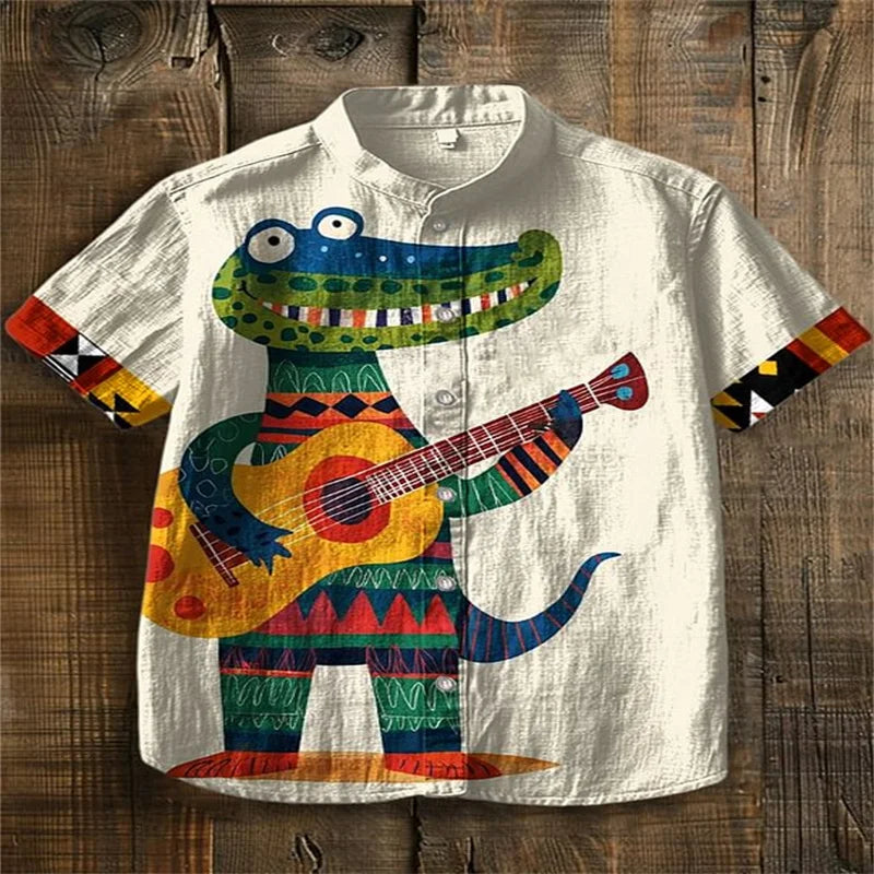 Men's trendy imitation linen crocodile shirt, high-quality and fashionable casual shirt - Ellianto fashion Men's