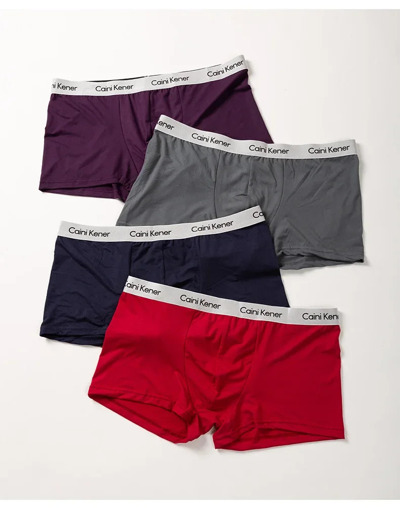 5Pcs/Men's Shorts Brand Underwear Fashion Trend Sexy Boxer Breathable Soft Boxers Men Classic Black Solid Color Underwear Men - Ellianto fashion Men's