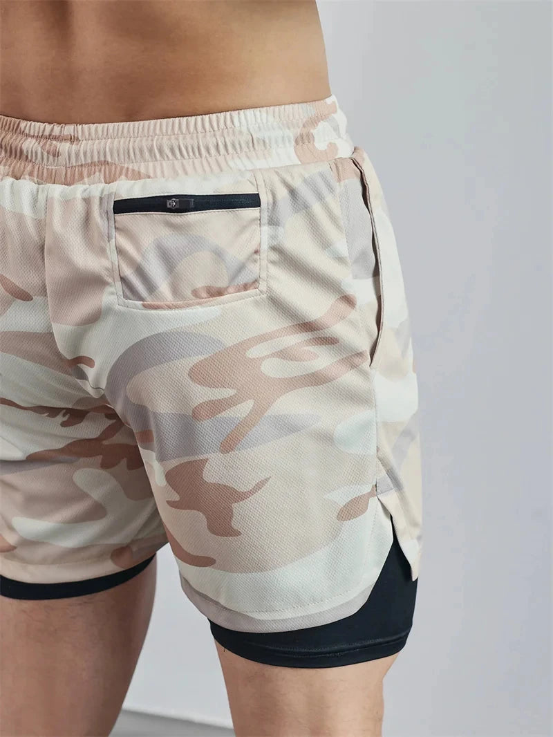 Men's Multi Pocket Shorts Fitness Shorts Casual Beach Sports Lined Skinny Shorts Everyday Style Mesh Camouflage Running Shorts - Ellianto fashion Men's