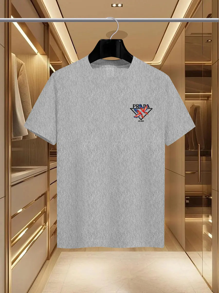 The 2025 new summer men's luxury fashion PDA brand Milan print T-shirt, pure cotton round neck casual fashion Y2K high-end and h - Ellianto fashion Men's