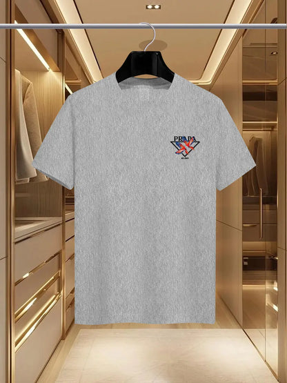 The 2025 new summer men's luxury fashion PDA brand Milan print T-shirt, pure cotton round neck casual fashion Y2K high-end and h - Ellianto fashion Men's