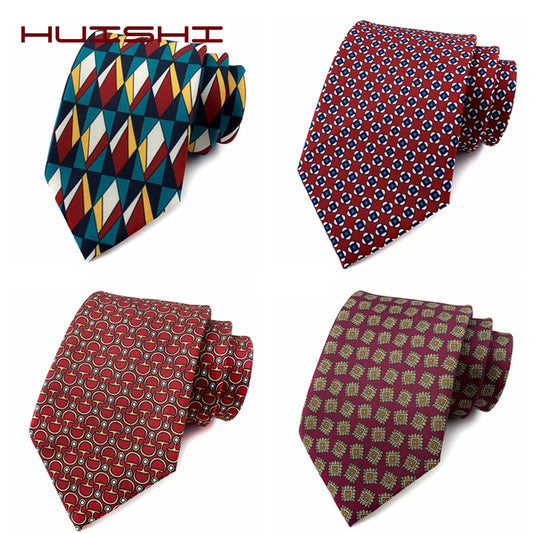 Men Luxury Tie 8cm Silk Tie For Men Print Vintage Design Necktie Silk Feeling Cravat For Wedding Party Gifts Stripe Cravats - Ellianto fashion Men's