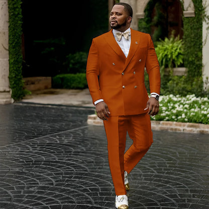 White Satin Men's Suit 2 Piece Peaked Collar Blazer Double Breasted Jacket Wedding Groom Tuxedo Elegant Men's CustomizationXS-5X - Ellianto fashion Men's