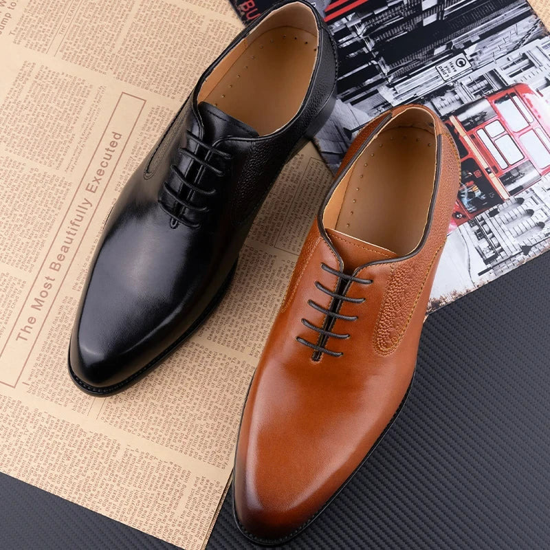Formal Men's Shoes Fashion Style Men Italian Shoe High Quality Dress Oxfords Handmade Office Party Genuine Leather Business Shoe - Ellianto fashion Men's