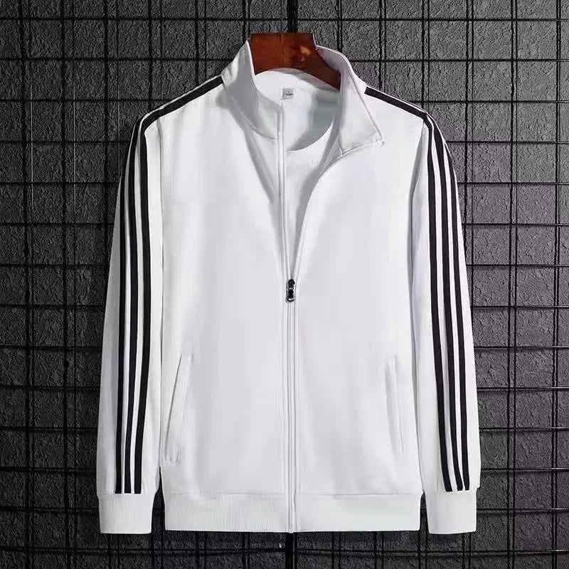 Casual Sportswear Set for Men Spring Autumn Thin Three-Stripes Open Cardigan Hoodie Pants Combo Lightweight Male Outfit - Ellianto fashion Men's