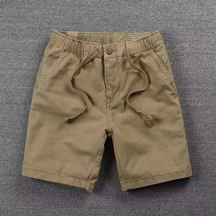 Casual Men's Workwear Shorts Summer Trendy Loose Straight Leg Five-Quarter Pants Washed Elastic Leisure Trousers