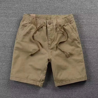 Casual Men's Workwear Shorts Summer Trendy Loose Straight Leg Five-Quarter Pants Washed Elastic Leisure Trousers