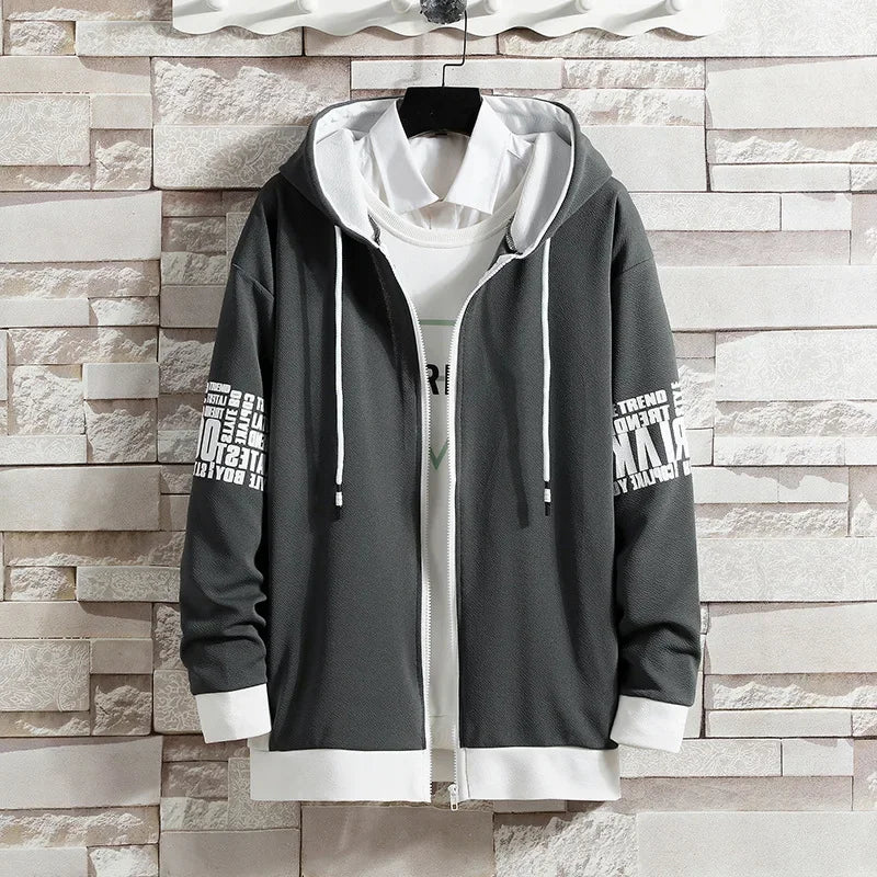 Casual Men's Sport Suit Loose Fit Hooded Cardigan Sweatshirt Pants Set Spring Autumn Season Stylish Outfit - Ellianto fashion Men's