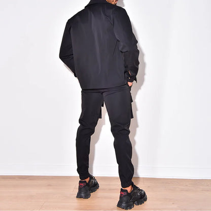 2025 Fashion Men's Casual Sets Male Trend Streetwear Long Sleeve Jacket Coat+Leggings Pants Sport 2 Pieces New Men Clothing Suit - Ellianto fashion Men's