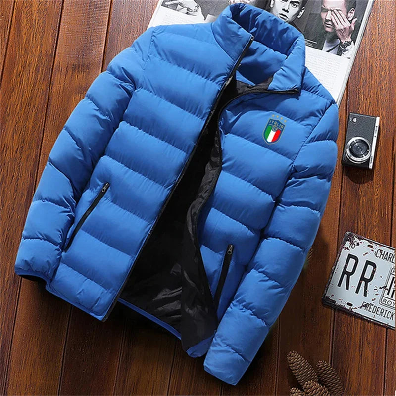 Men's Solid Thick Jacket, Parka Jacket, High Neck, Outdoor, Camping, Fashion, Winter2025 - Ellianto fashion Men's